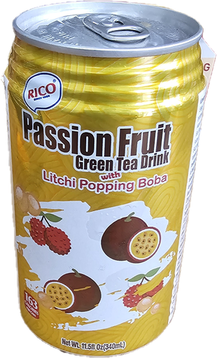 [4182] RICO Thé Au Fruit De La Passion Avec Bulles Litchi 340ML